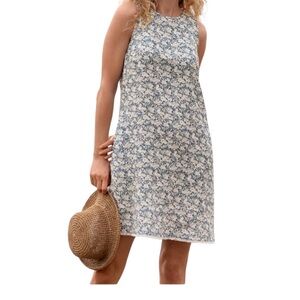 Garnet Hill Blue and White Patterned Dress